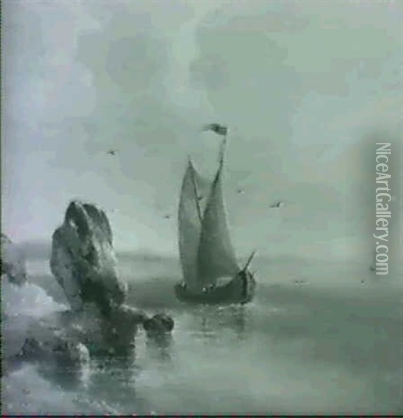 Segelboote Vor Der Kuste Oil Painting - Edmund Mahlknecht