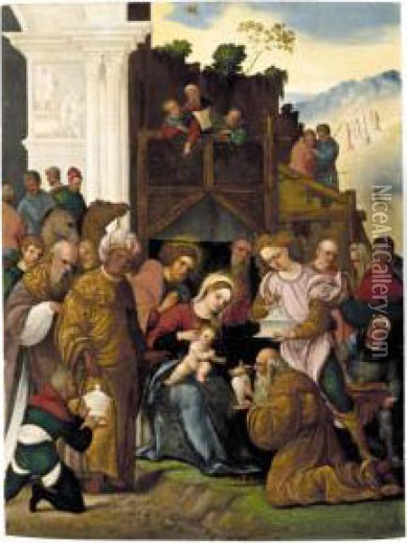 The Adoration Of The Magi Oil Painting - Ludovico Mazzolino