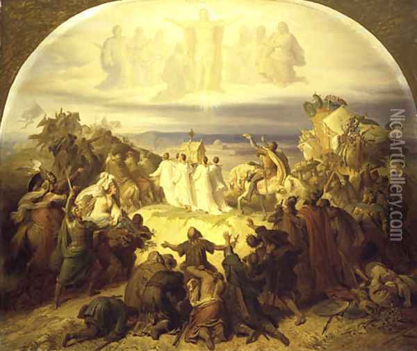 Crusaders before Jerusalem Oil Painting - Wilhelm von Kaulbach