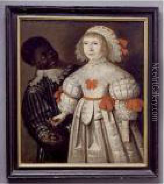 Portrait Of A Young Girl With Her Servant Oil Painting - Gilbert Jackson
