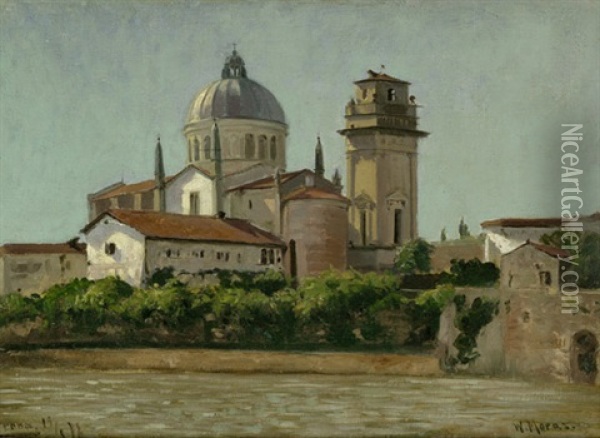 Blick Auf Die Kirche San Giorgio In Braida, Verona Oil Painting - Walter Moras