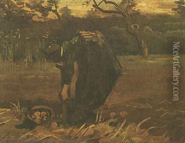 Peasant Woman Digging Up Potatoes Oil Painting - Vincent Van Gogh