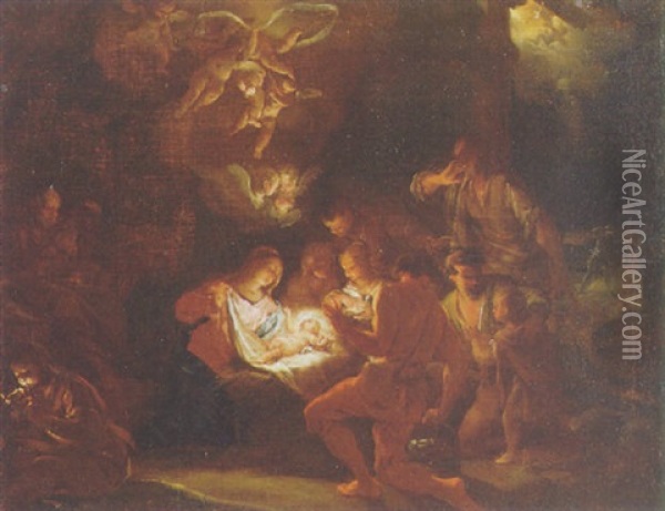 Adoration Of The Shepherds Oil Painting - Domenico Viola