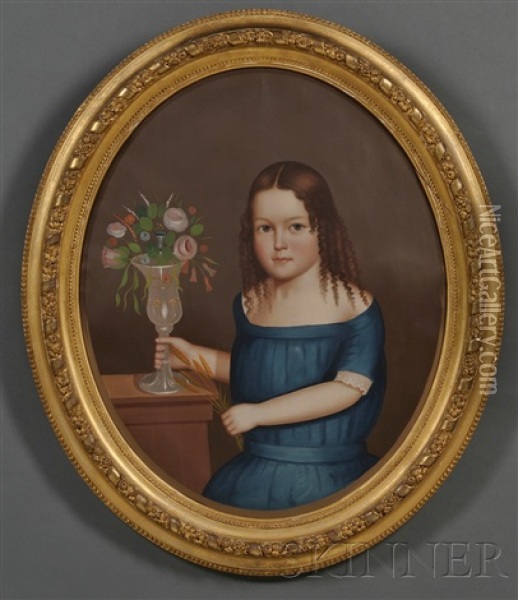 Portrait Of Young Ellen Fairbank Of Winchendon, Massachusetts Oil Painting - Horace Bundy