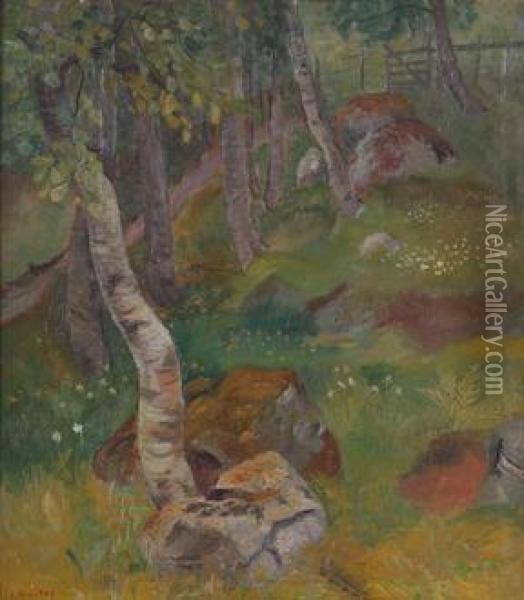 Skogslandskap Oil Painting - Elliot Kvalstad