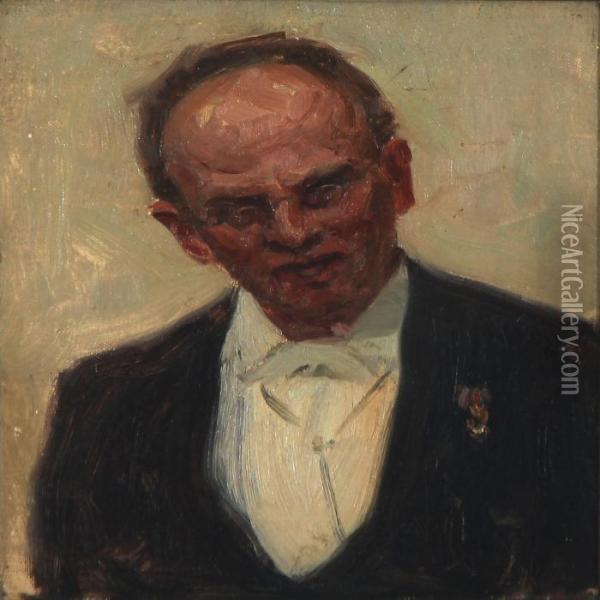 Portrait Of Dean Hans Mathias Fenger Oil Painting - Laurits Regner Tuxen