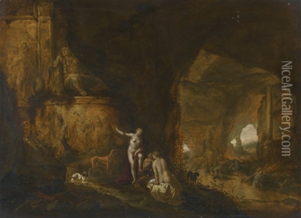 Nymphs In A Grotto Oil Painting - Abraham van Cuylenborch
