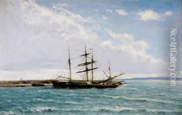 Marine A Saint Raphael Oil Painting - Victor de Papelen (Papeleu)