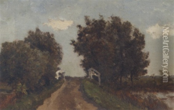 Landschap Met Brug: Landscape With A White Bridge Oil Painting - Paul Joseph Constantin Gabriel