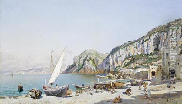 Beach At Capri Oil Painting - Federico del Campo