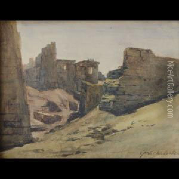 Veduta Orientalista Con Rovine Oil Painting - Gustav Karl Richter