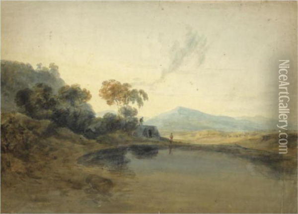 Open Landscape With A Kiln And Mountains Beyond Oil Painting - Joseph Mallord William Turner