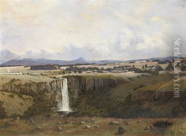 Village Of Howick And Umgeni Falls. 360 Ft Oil Painting - Cathcart William Methven