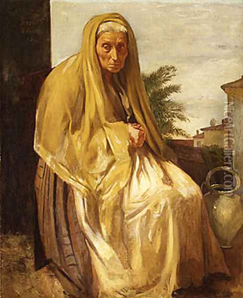 The Old Italian Woman 1857 Oil Painting - Edgar Degas
