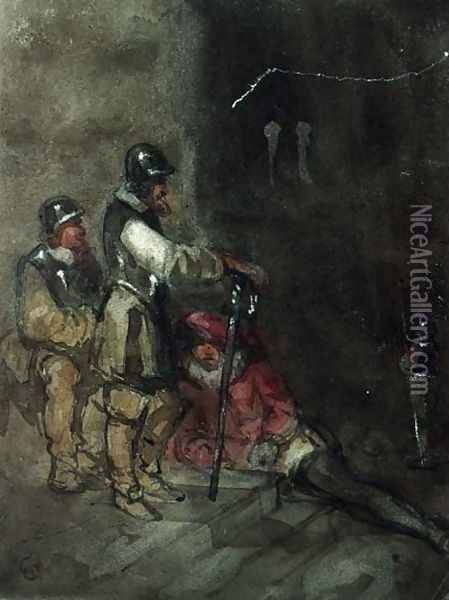 Unidentified Historical Subject, with Soldiers Oil Painting - George Cattermole