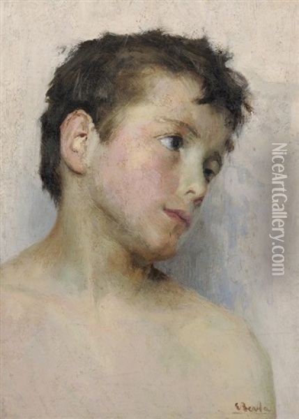 Portraitstudie Eines Knaben Oil Painting - Edoardo Berta