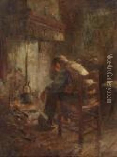 By The Fireside Oil Painting - Evert Pieters