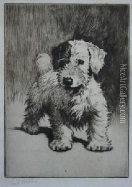 Playful Terrier Oil Painting - Cecil Charles Aldin
