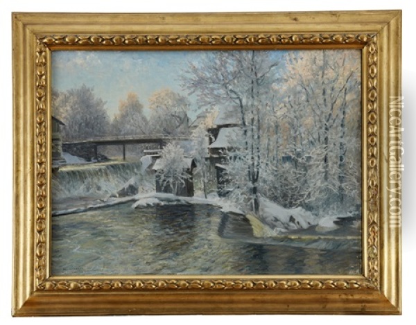 Vintermotiv Fran Ludvika Bruk Oil Painting - Anshelm Schultzberg