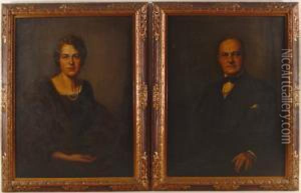 Pair Of Family Portraits Oil Painting - Maximilian Reinitz