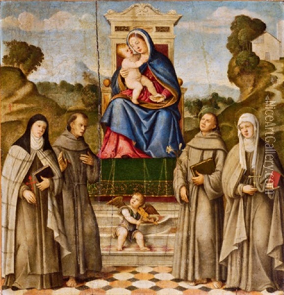 Sacra Conversazione, Madonna Mit Kind Und Heiligen Oil Painting - Giovanni Girolamo (da Brescia) Savoldo