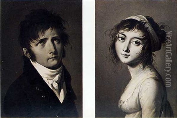 Portrait En Trompe L'oeil (+ Another, Similar; Pair) Oil Painting - Louis Leopold Boilly