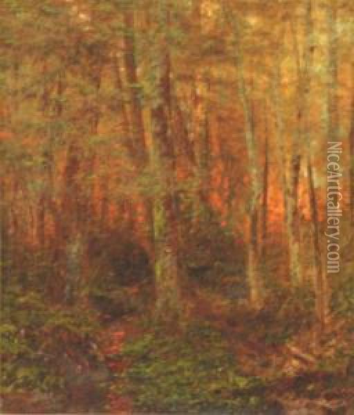Sunset Through The Trees Oil Painting - Alexander Helwig Wyant