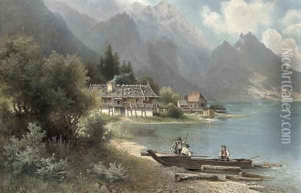 Landscape at Lake Kochelsee, Bavaria Oil Painting - Carl Prestel