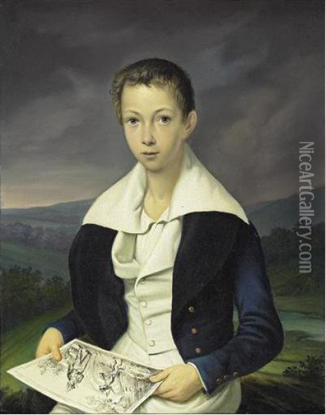 Portrait D'un Jeune Garcon Oil Painting - Carl Schnorr Von Carolsfeld