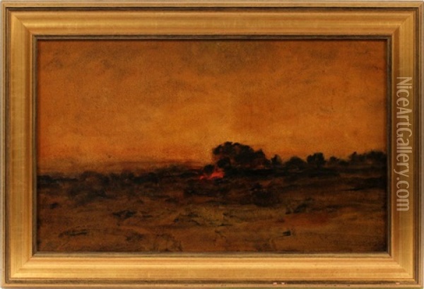 Sunset Study Oil Painting - J. Frank Currier