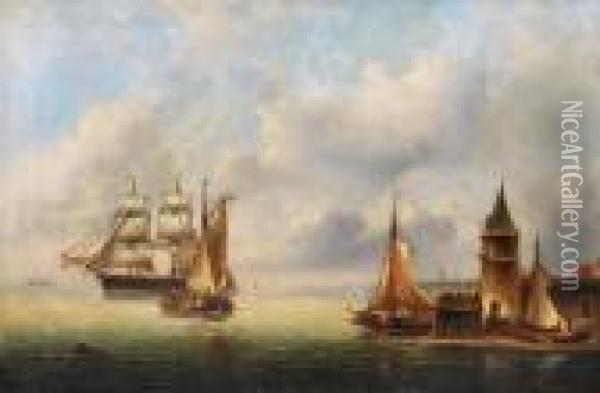 Segler Vor Einem Hafen Oil Painting - Govert Van Emmerik