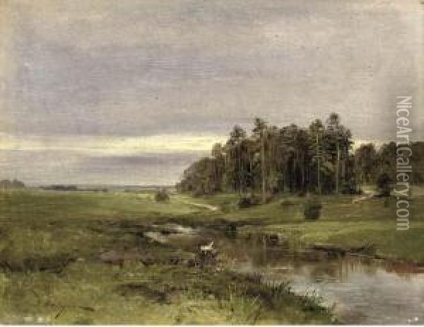 A Stream At The Edge Of A Forest Oil Painting - Aleksandr Naiden
