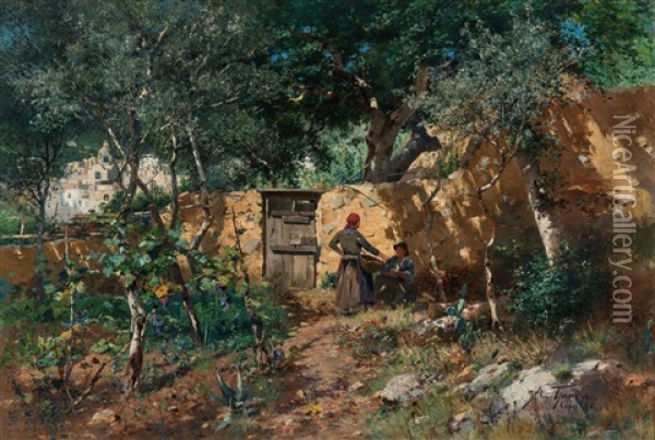 Sommertag Auf Capri (1893) Oil Painting - Adolf Gustav Thamm