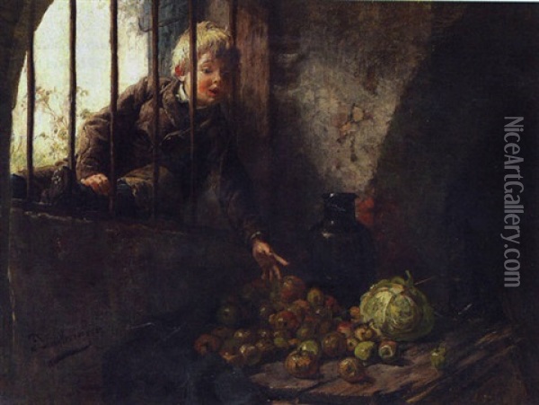Oppportunity Makes The Thief Oil Painting - Felix Schlesinger