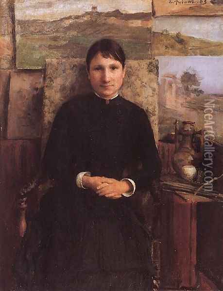 Portrait de Mme Petitjean (Portrait of Madame Petitjean) Oil Painting - Emile Friant
