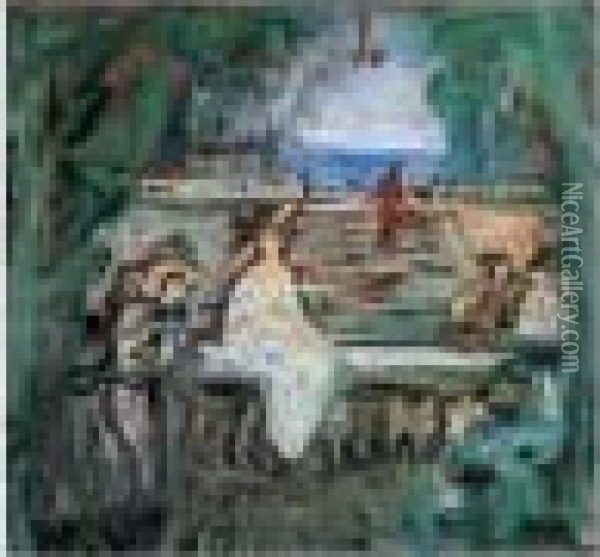 Comedie Italienne A Versailles, Circa 1930 Oil Painting - Pierre Laprade