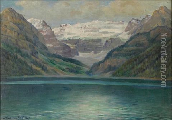 Lake Louise Oil Painting - Andreas Roth