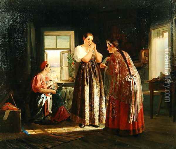 Preparation Before a Party, 1869 Oil Painting - Vasily Maximov