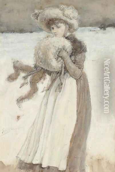 An illustration to 'Love in Winter' Oil Painting - George Henry Boughton