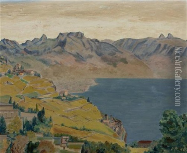Saint Saphorine Am Genfersee Oil Painting - Ernest Bieler