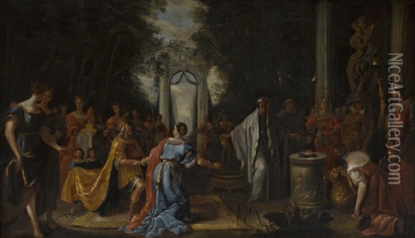The Apostasy Of King Saul Oil Painting - Johann Heinrich Schoenfeldt
