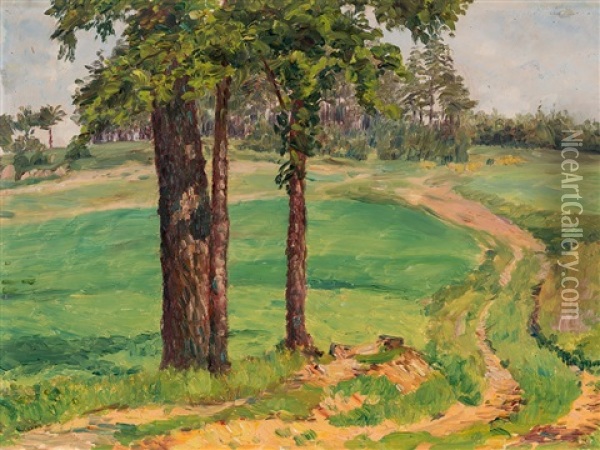 Landscape With Path Oil Painting - Frantisek Kavan