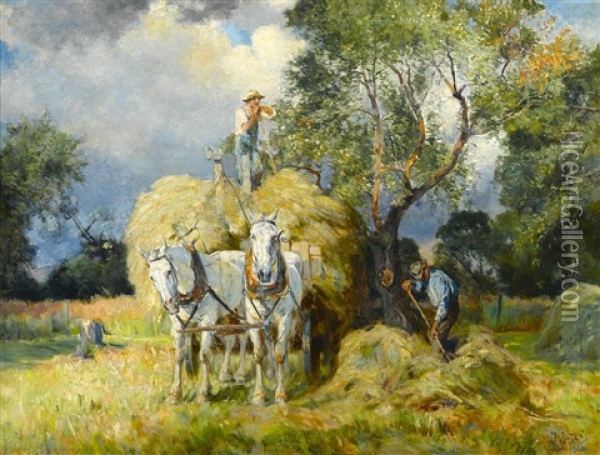 Harvest Time Oil Painting - Mathias Joseph Alten