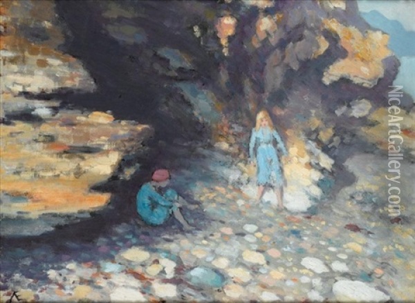 The Bathers Oil Painting - George Russell