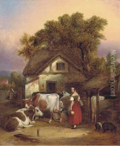 The Dairyman's Cottage, Near Lyndhurst Oil Painting - William Joseph Shayer