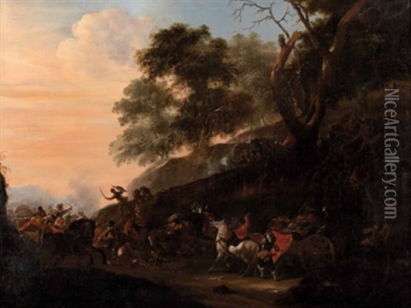 Reitergefecht Aus Den Turkenkriegen Oil Painting - Johann Anton Eismann