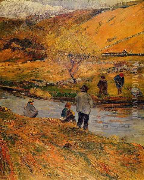 Breton Fishermen Oil Painting - Paul Gauguin