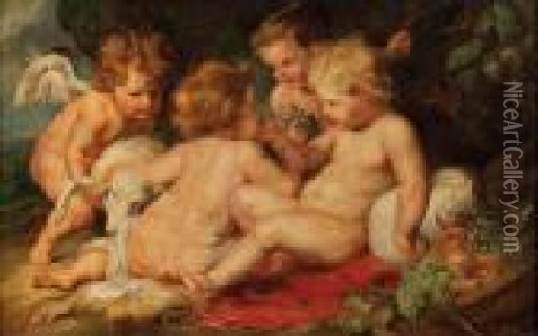 Christuskind Mit Dem Johannesknaben Und Zwei Engeln Oil Painting - Peter Paul Rubens