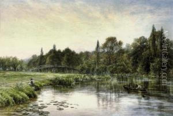 Hurley Bridge, Upper Thames Oil Painting - Edmund George Warren