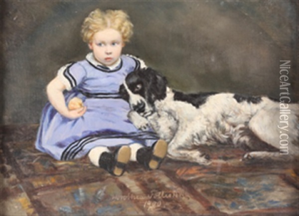Pike Med Hund Oil Painting - Dorothea Follestad